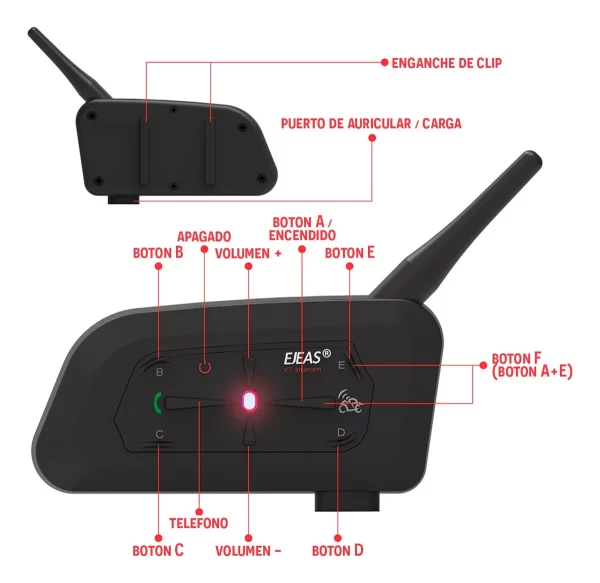 Intercomunicador Ejeas V7 - Imagen 2
