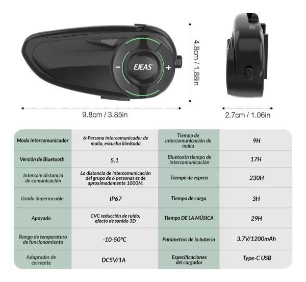 Intercomunicador Ejeas Q8 1000m - Imagen 3