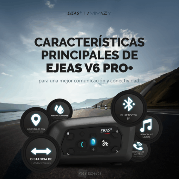 Combo 2 Intercomunicador V6pro Casco De Moto Bluetooth Ejeas - Imagen 6