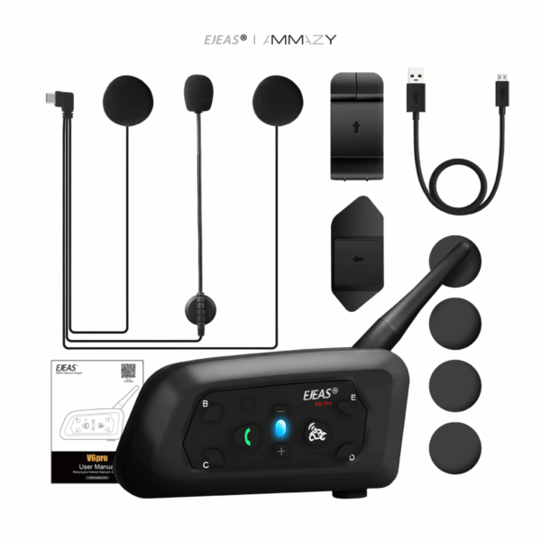 Combo 2 Intercomunicador V6pro Casco De Moto Bluetooth Ejeas - Imagen 2