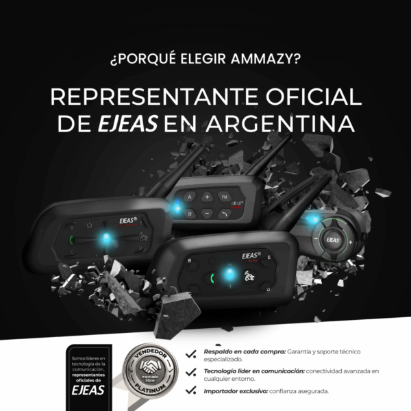 Combo 2 Intercomunicador V6pro Casco De Moto Bluetooth Ejeas - Imagen 3