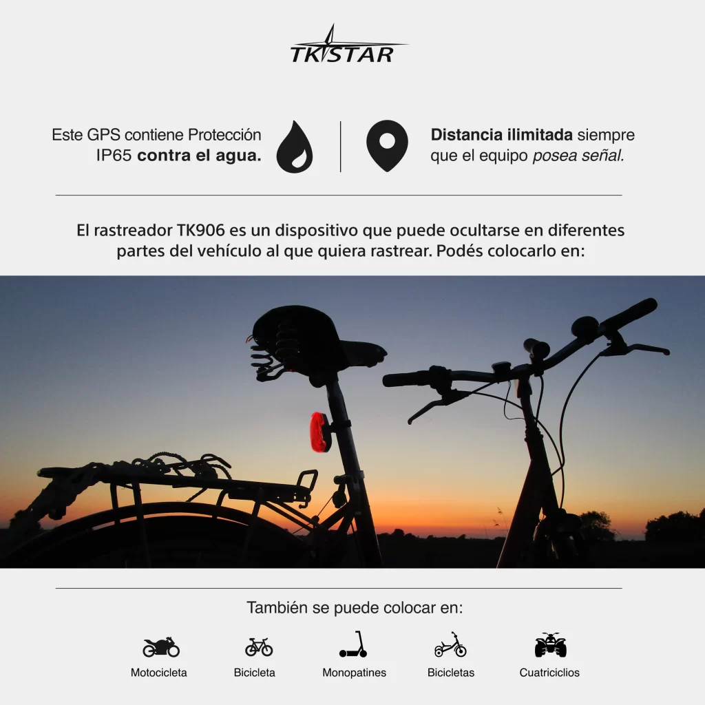 GPS Tracker Localizador 2G TK906 Seguimiento Bicicletas