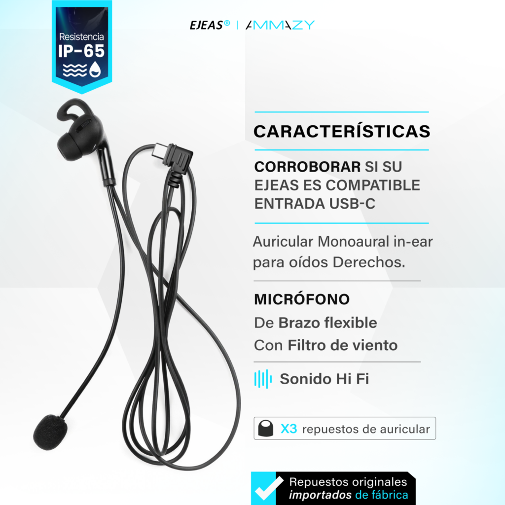 Auricular c/micrófono para árbitro Ejeas USB-C