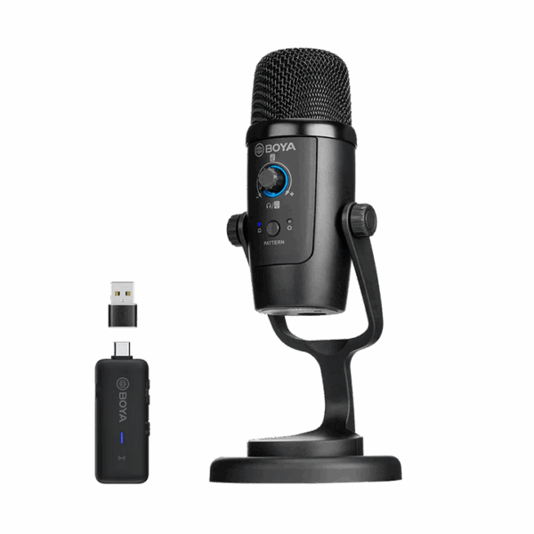 Conexiones USB-C y USB-A del micrófono Boya BY-PM500W