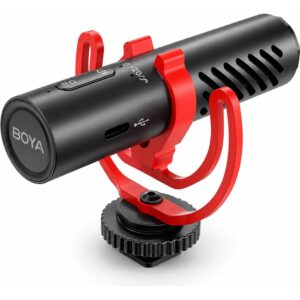 BOYA BY MM1 AI Micrófono condensador cardioide portátil con antiviento