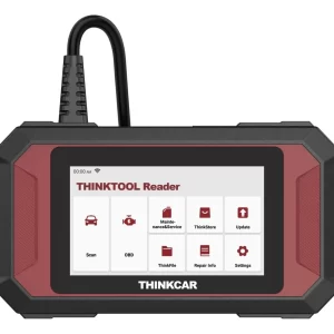 Escáner automotriz Thinkcar Reader 7 vista frontal con pantalla a color