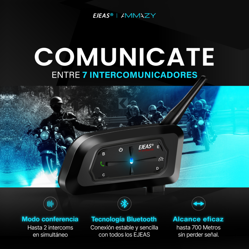 Combo 2 Intercomunicadores Moto Ejeas V7 Bluetooth 5.1