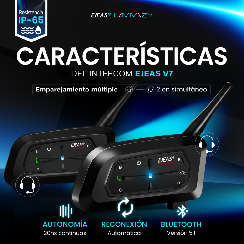 Combo 2 Intercomunicadores Moto Ejeas V7 Bluetooth 5.1
