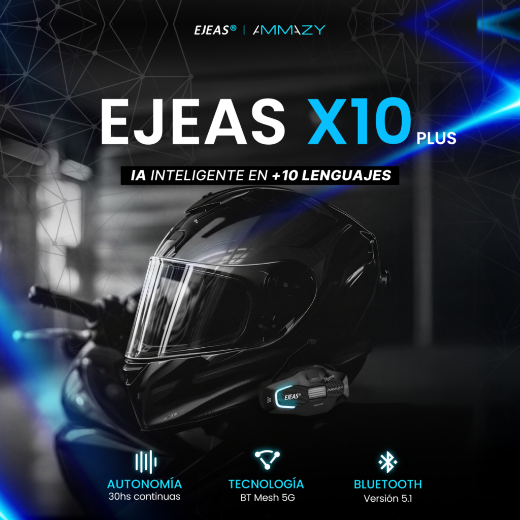 Intercomunicador para moto Ejeas X10 Plus Negro 5G 100 usuarios