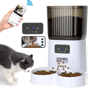 Dispensador automático con cámara 2MP y control por app para gatos