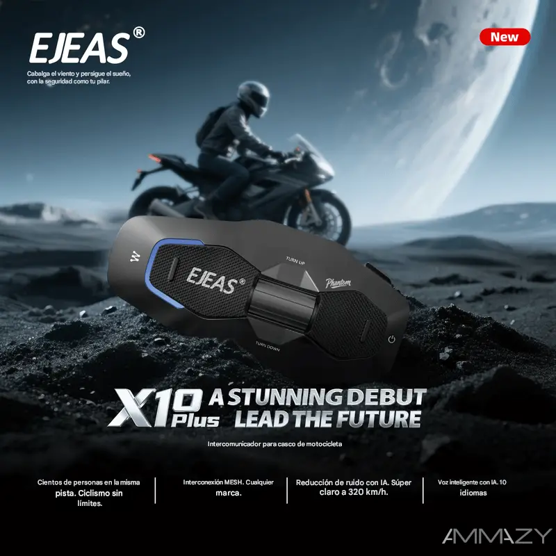 Intercomunicador para moto Ejeas X10 Plus Gris 5G 100 usuarios