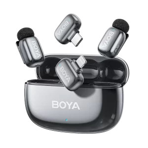 BOYA mini 2 micrófono inalámbrico doble con estuche de carga