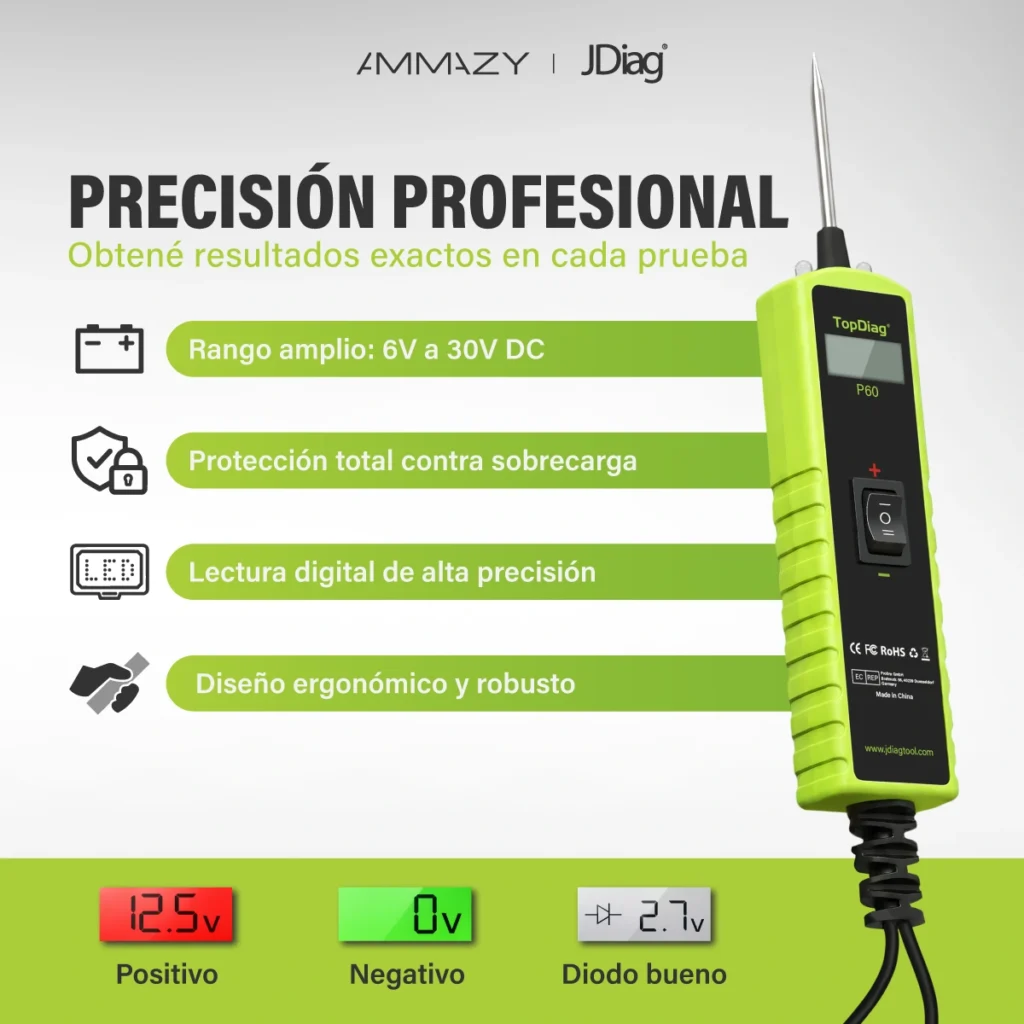 Escáner Eléctrico Automotriz P60 TopDiag