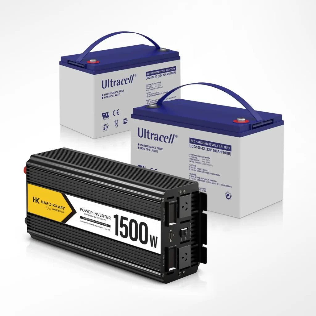 Kit Solar Inversor 1500W Onda Pura + 2 Baterías Gel 100Ah