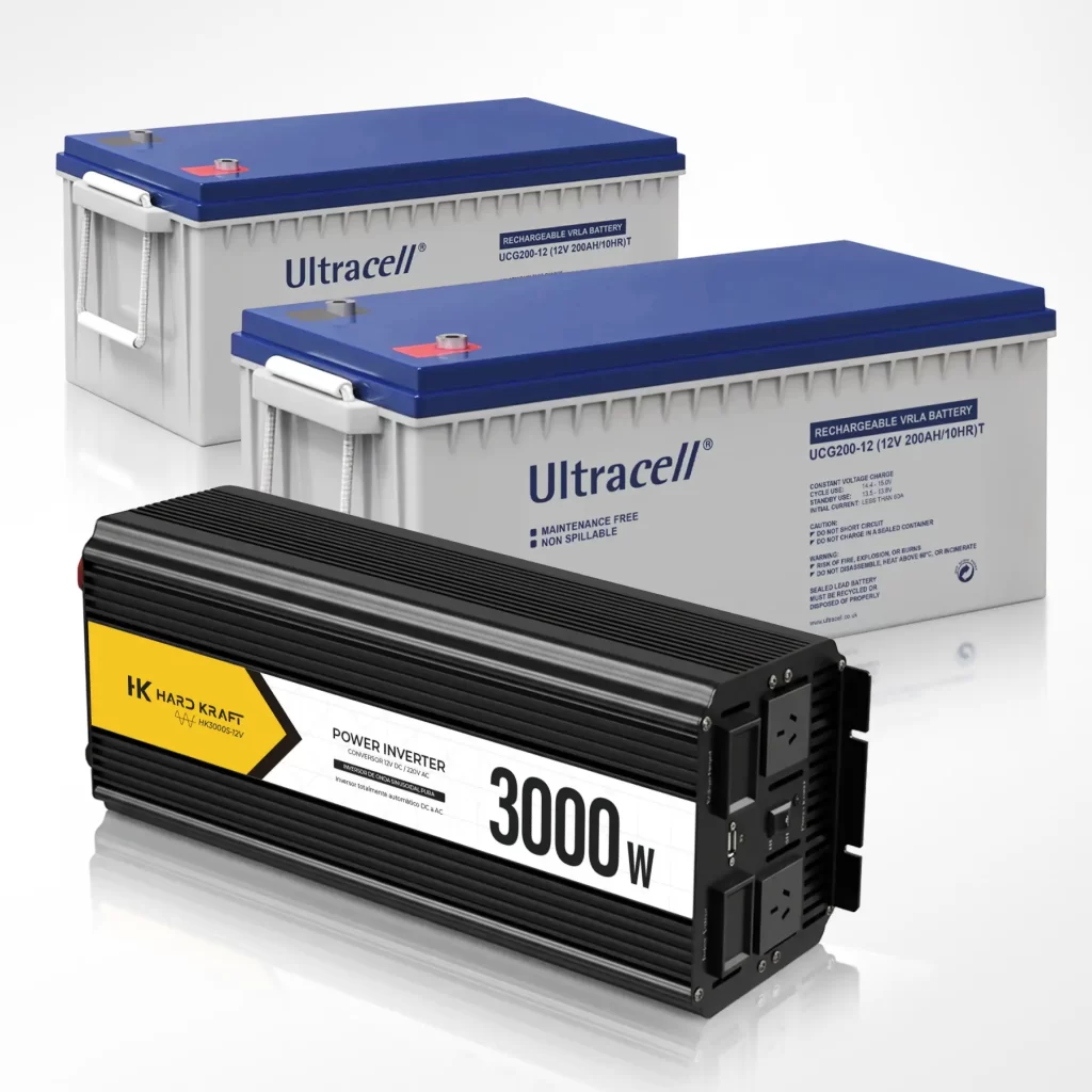 Kit Solar Inversor 3000W 24V Onda Pura + 2 Baterías Gel 200Ah