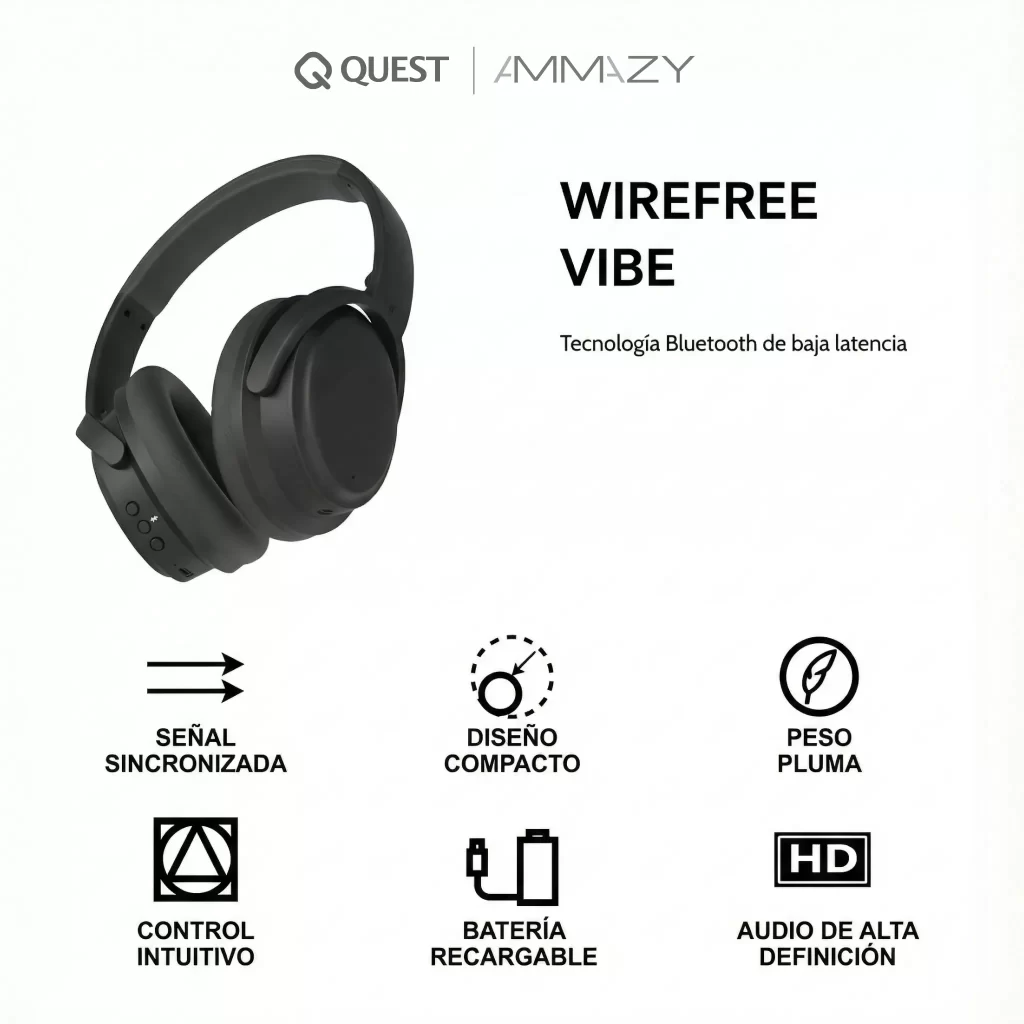 Auriculares Inalámbricos Quest WireFree Vibe para Detector de Metal
