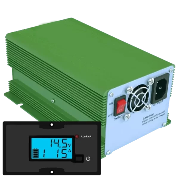 cargador automático 12V 30A con panel remoto