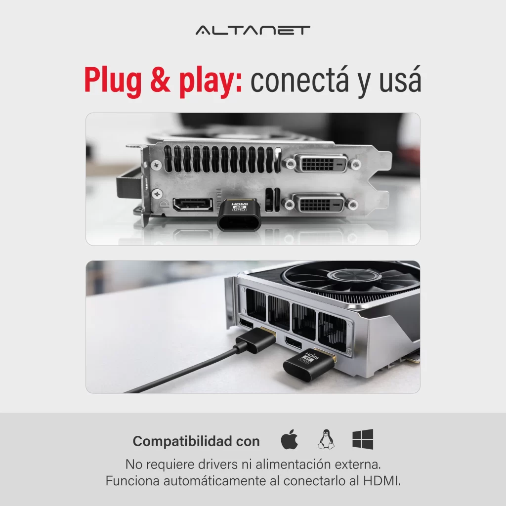 HDMI Dummy Plug 4K EDID Emulador Display ALTANET