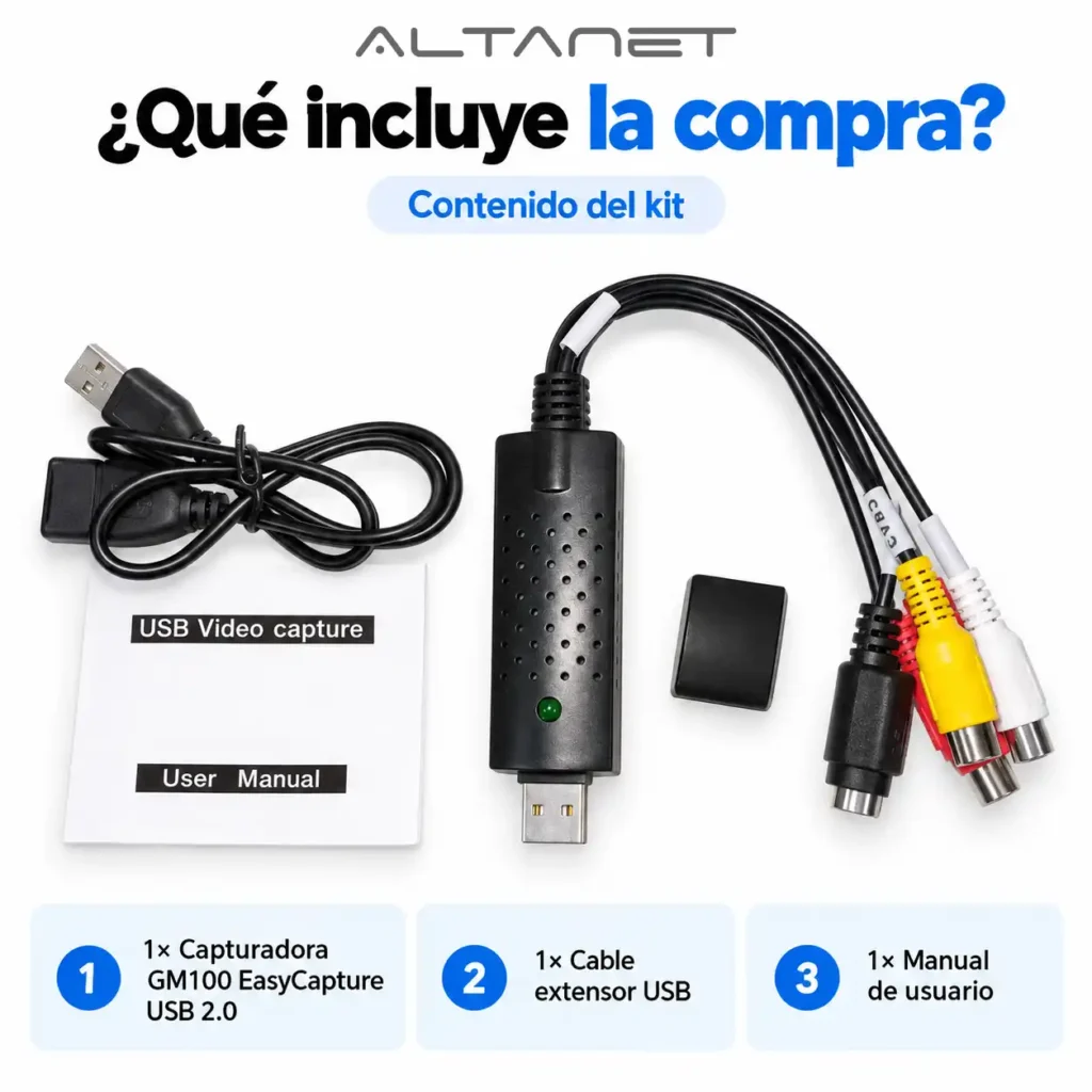 Capturadora de Video USB 2.0 VHS a PC Easy Capture