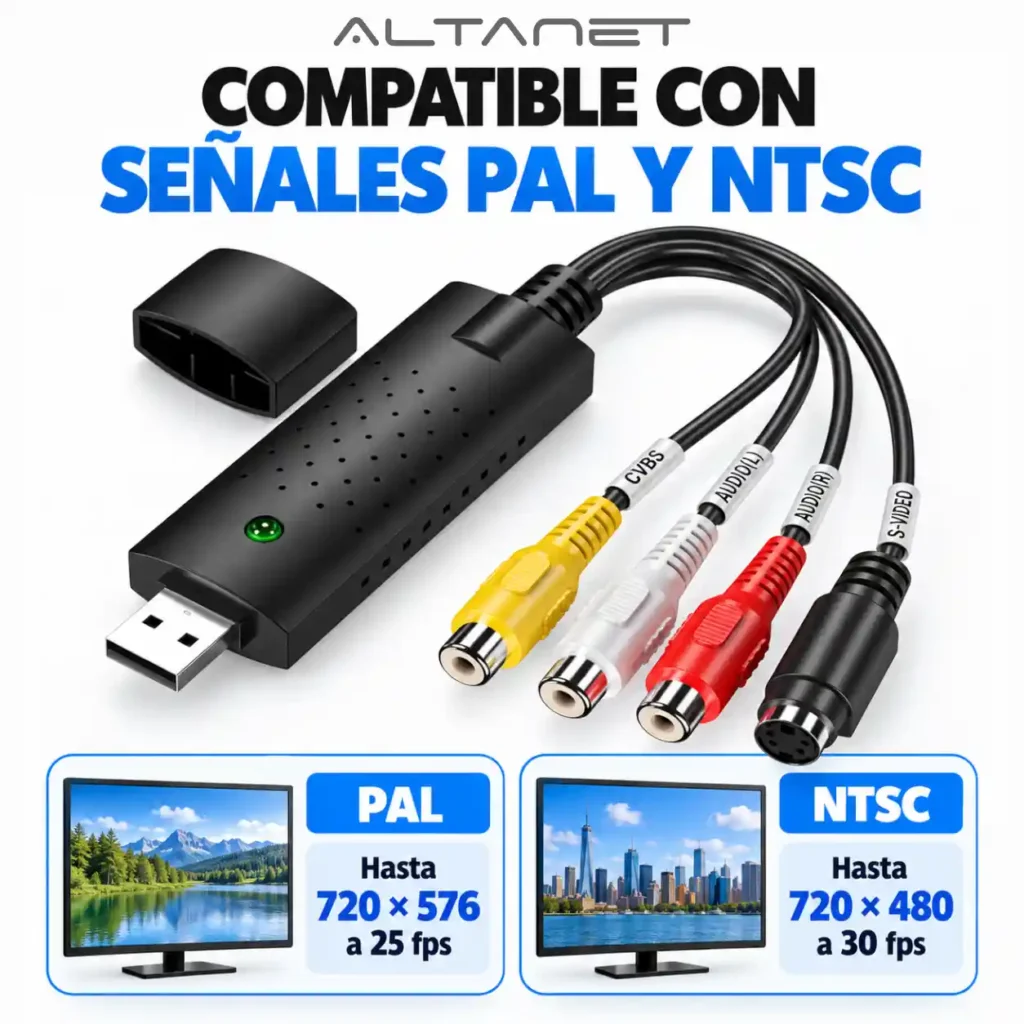 Capturadora de Video USB 2.0 VHS a PC Easy Capture