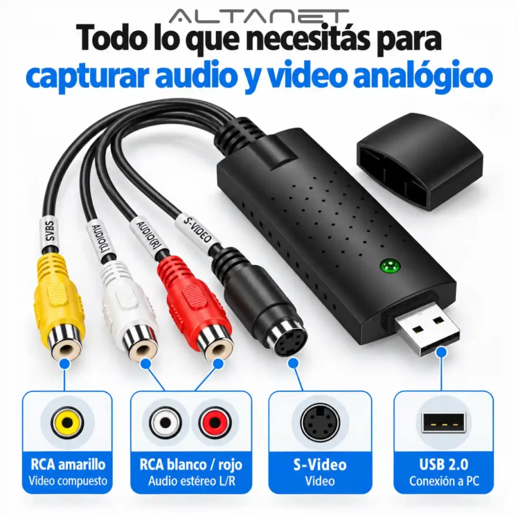 Capturadora de Video USB 2.0 VHS a PC Easy Capture