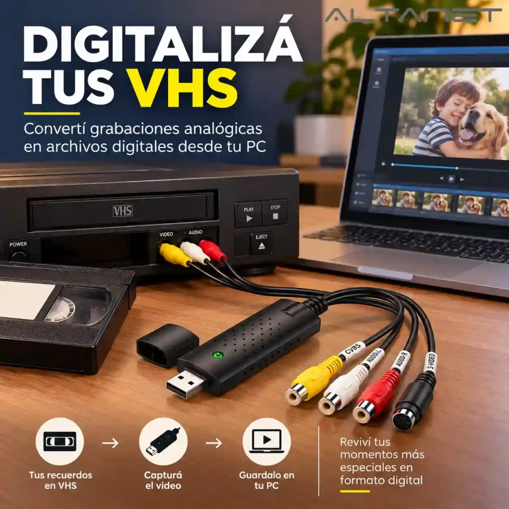 Capturadora de Video USB 2.0 VHS a PC Easy Capture