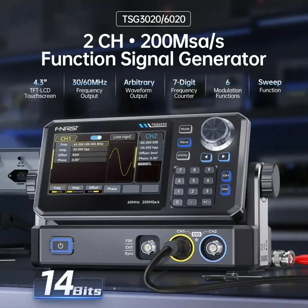 FNIRSI TSG6020 Generador de Señales DDS 20MHz Doble Canal