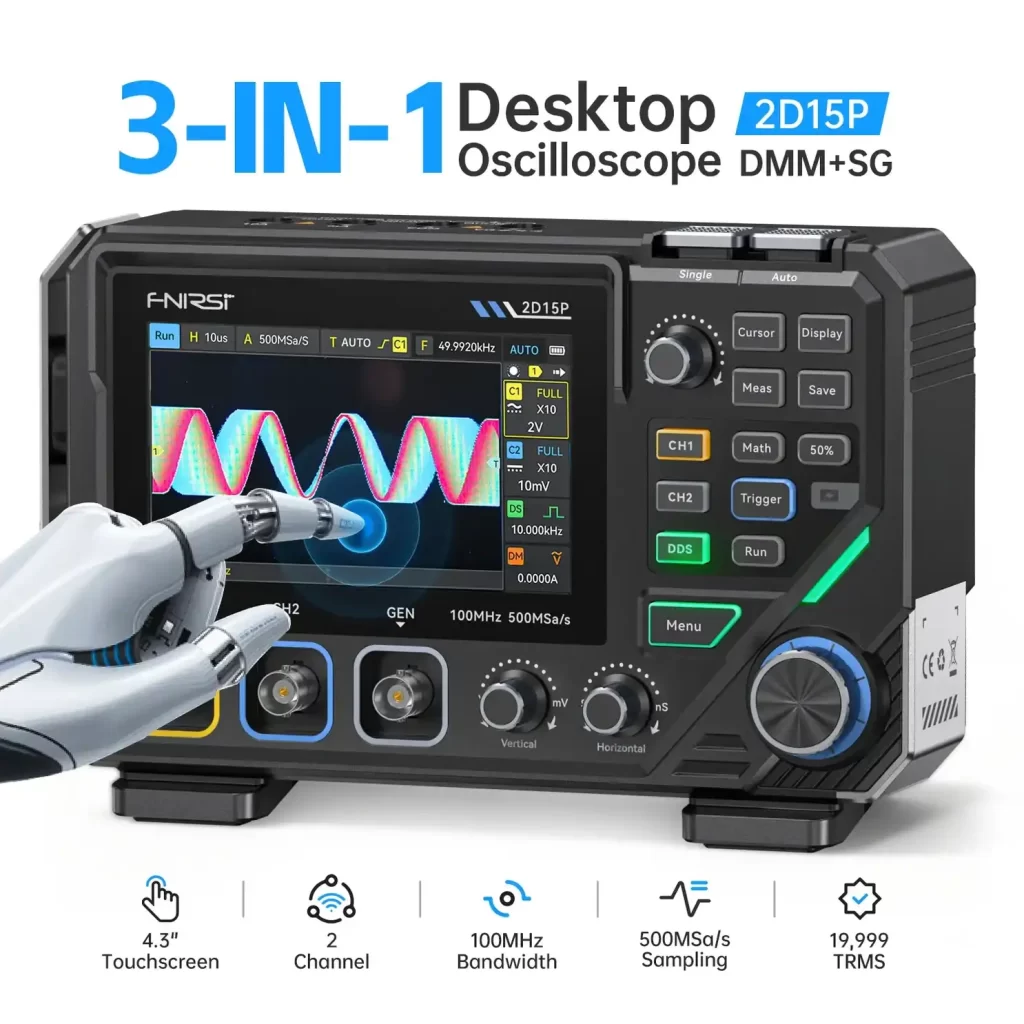 FNIRSI-2D15P Osciloscopio Digital 150MHz 2 Canales + Generador