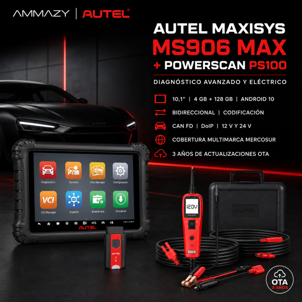 Scanner Automotriz Autel MaxiSys MS906 Max + PS100