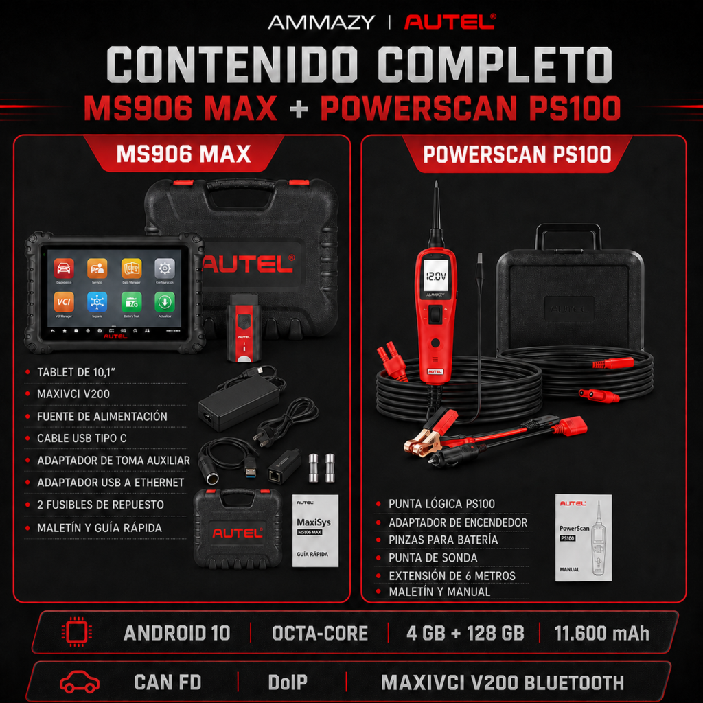 Scanner Automotriz Autel MaxiSys MS906 Max + PS100