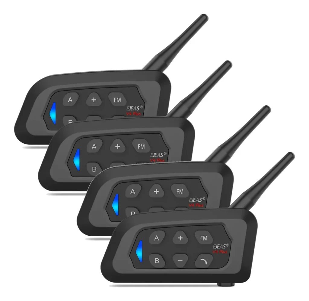 Combo 4 Intercomunicadores EJEAS V4 Plus para Casco de Moto