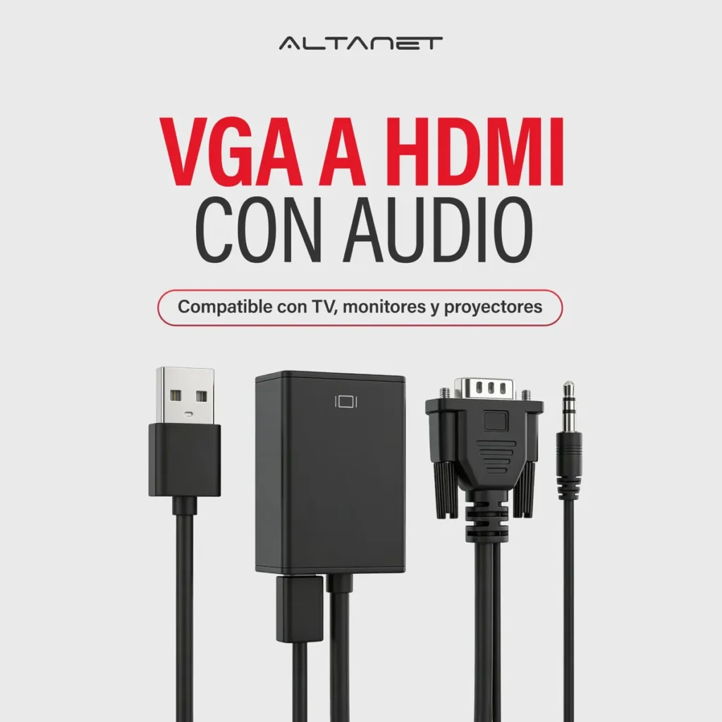 Conversor VGA a HDMI con Audio Full Hd AltaNet