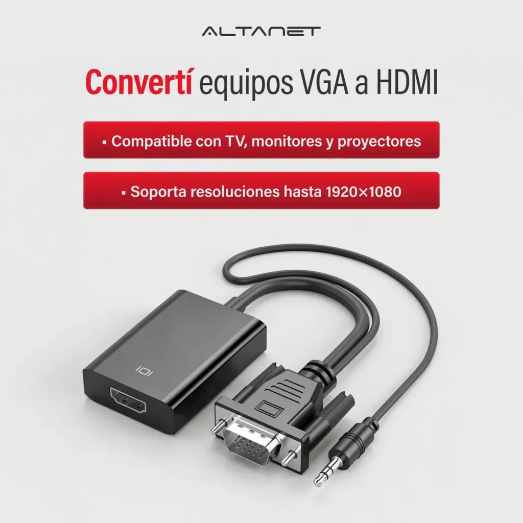 Conversor VGA a HDMI con Audio Full Hd AltaNet