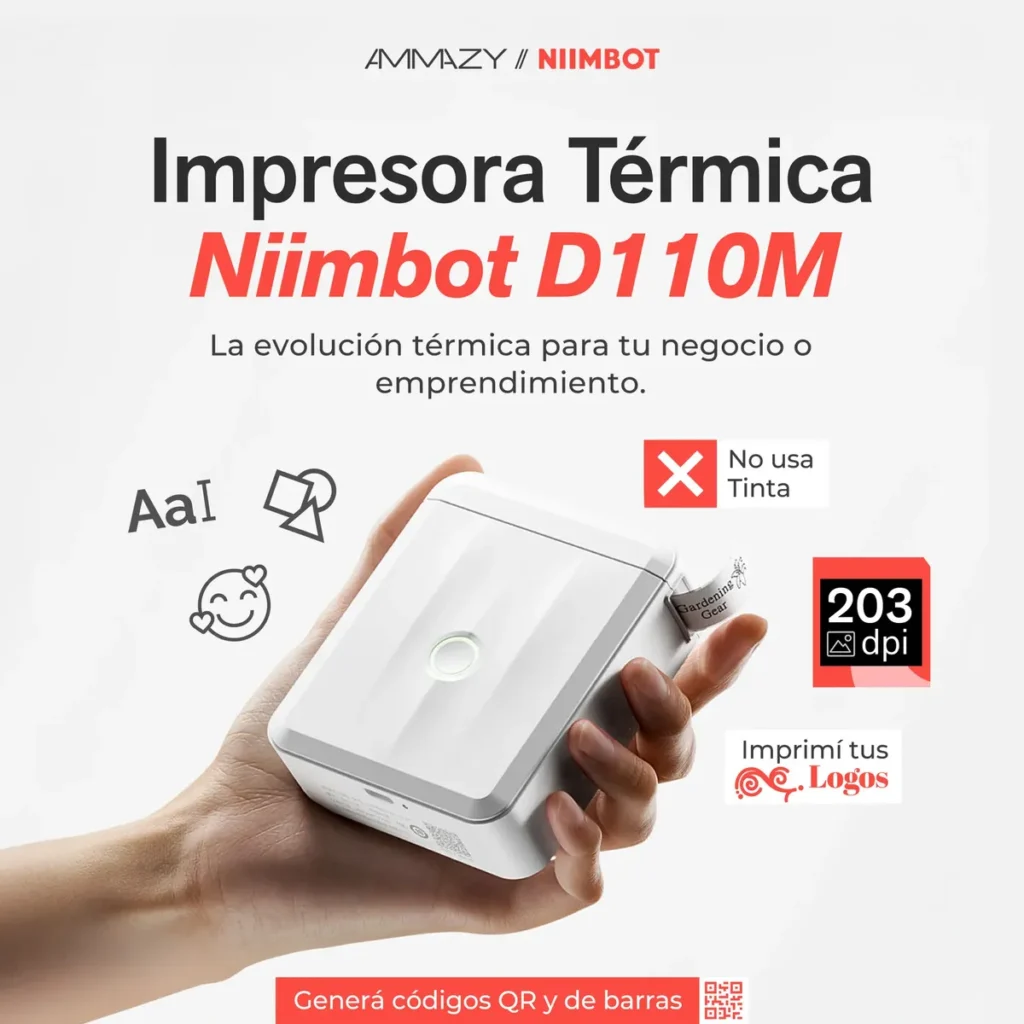 Rotuladora Portátil Niimbot D110M Etiquetadora Manual Impresora Celeste