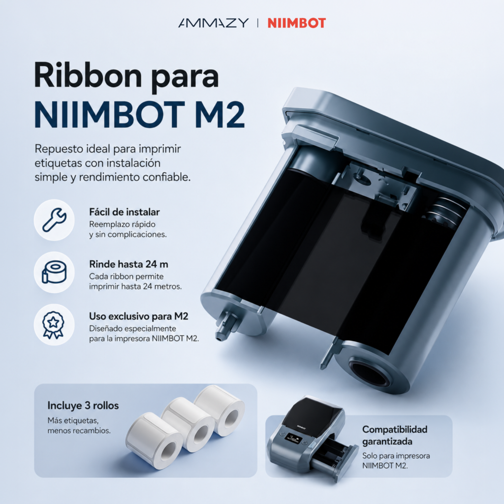 Cartucho Ribbon NIIMBOT Térmica para M2 50 mm Negro Negro
