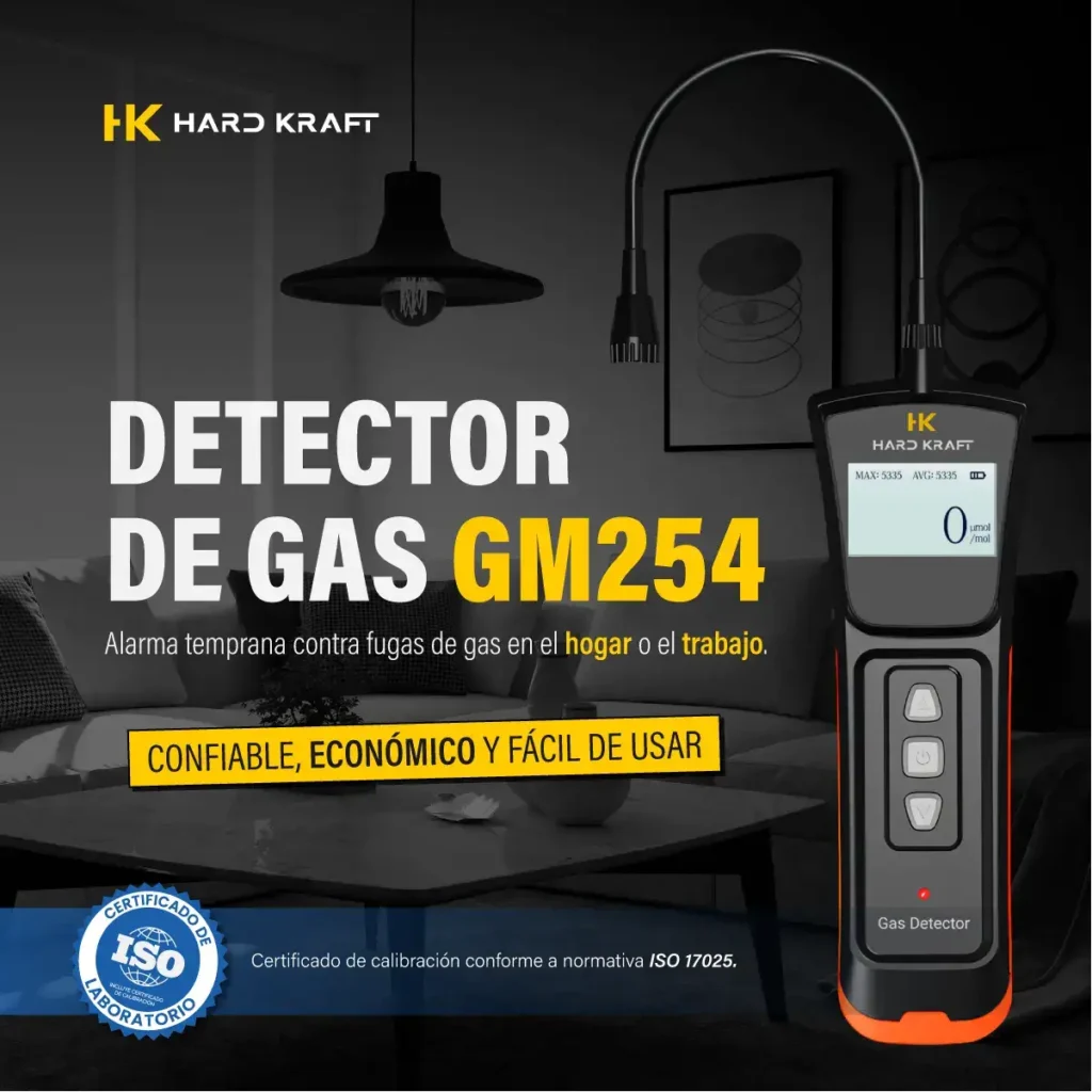 Detector de Fugas de Gas Hardkraft GM254 Certificado