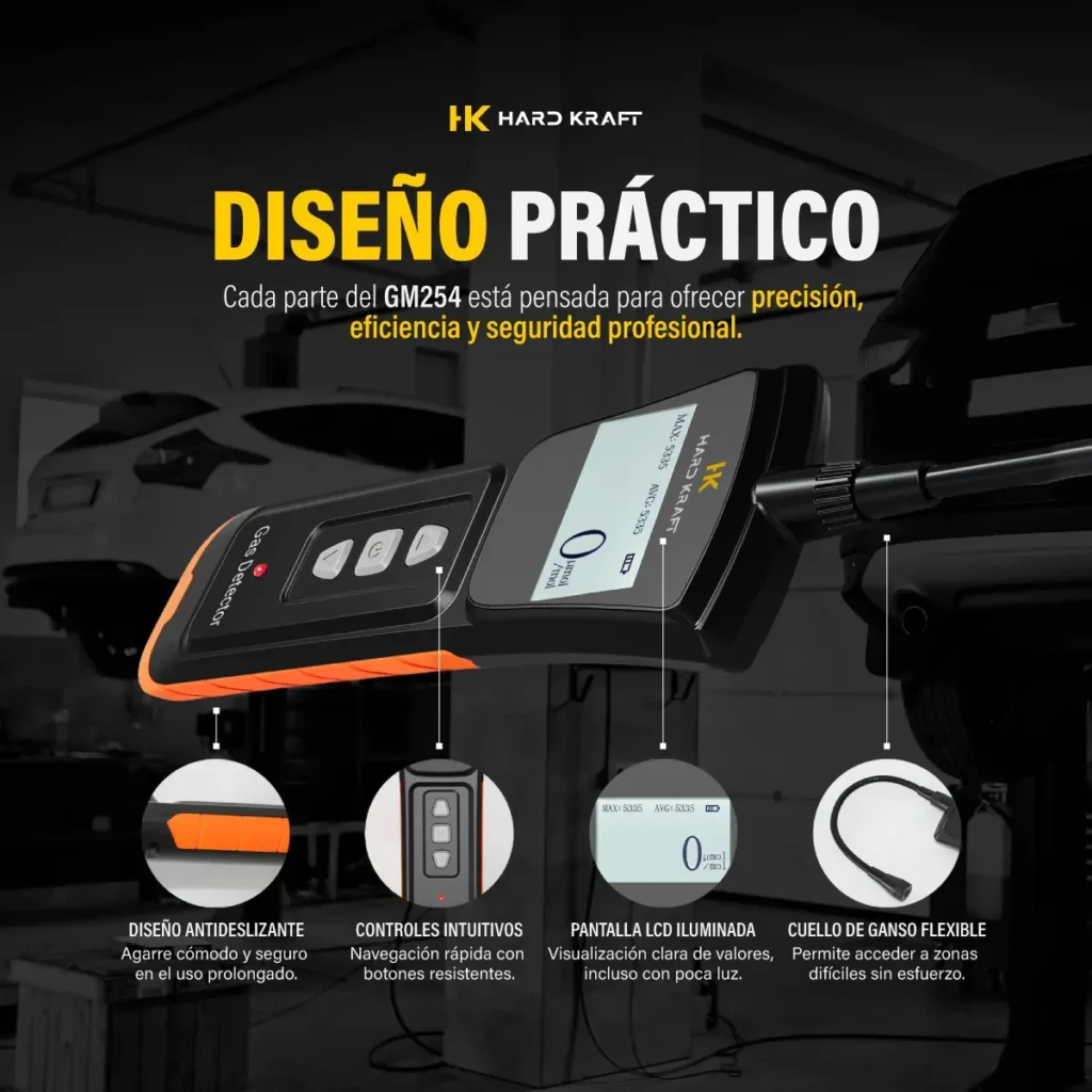Detector de Fugas de Gas Hardkraft GM254 Certificado