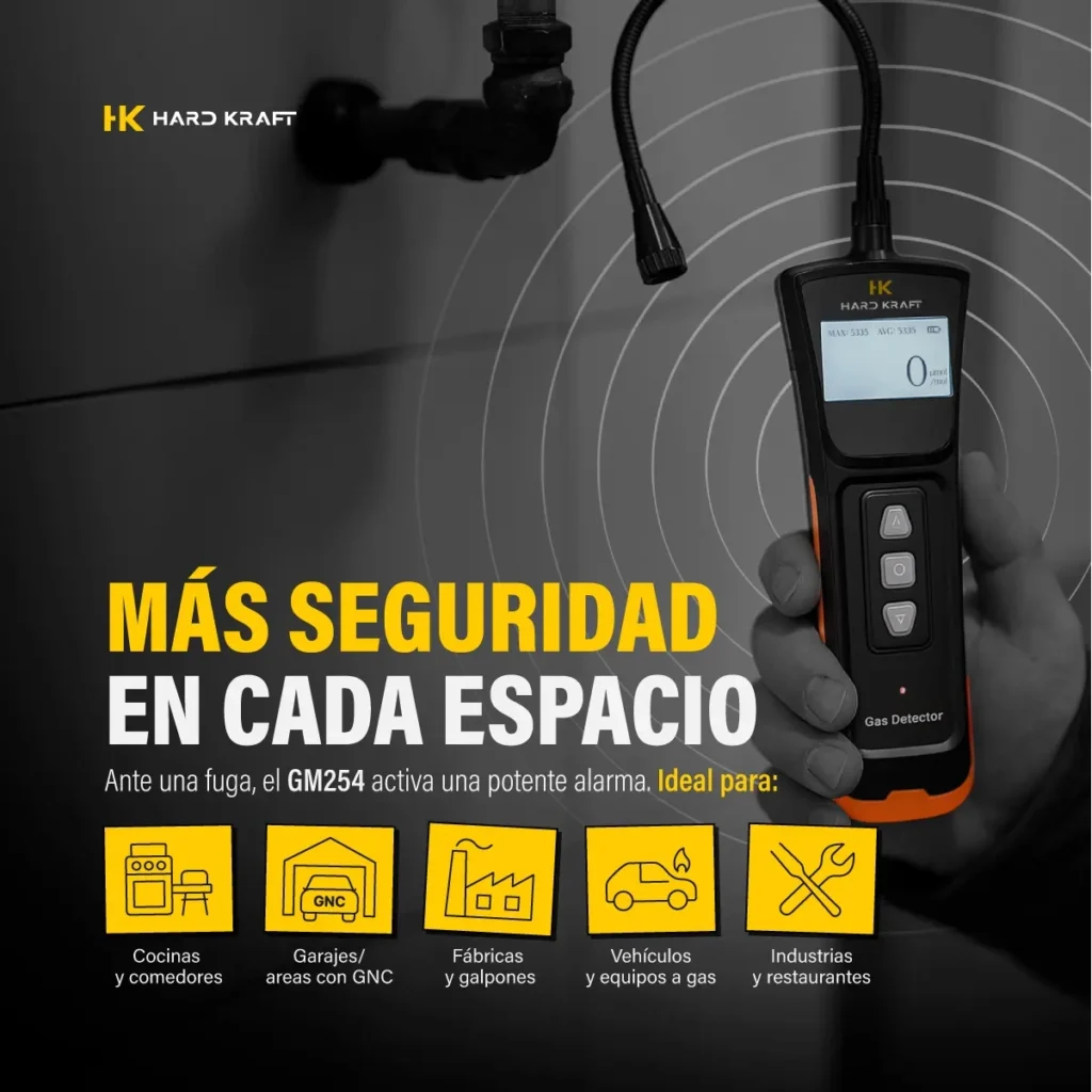 Detector de Fugas de Gas Hardkraft GM254 Certificado
