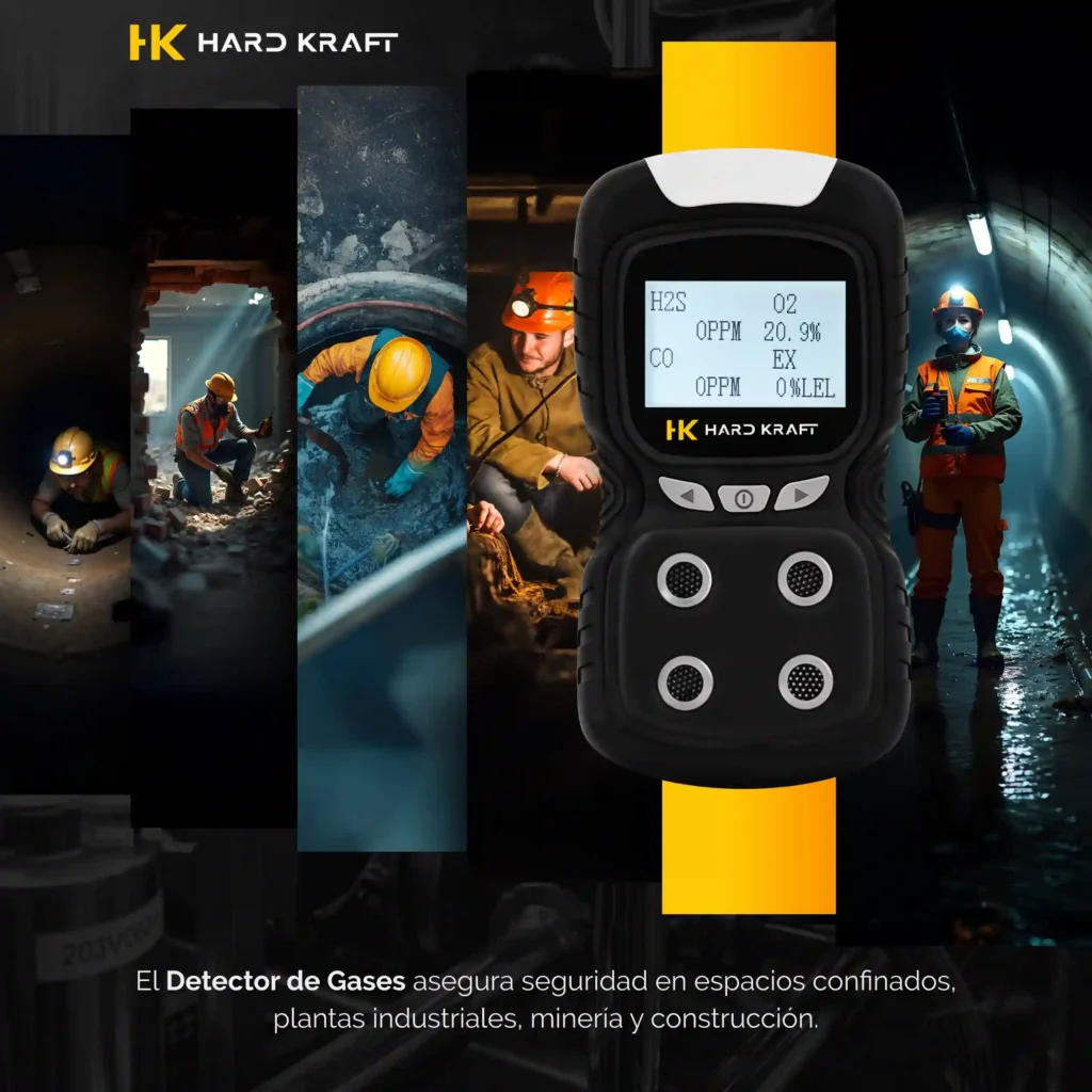 Detector Multigás Hardkraft GM246 4 en 1 CO H2S O2 EX Certificado