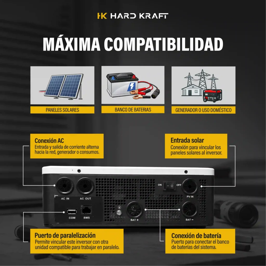 Inversor Híbrido Hardkraft 3200W 24V MPPT