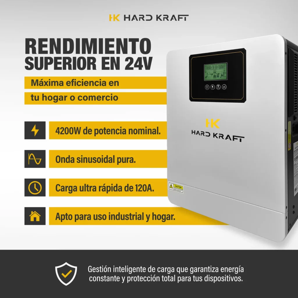 Inversor Híbrido Hardkraft 4200W 24V MPPT