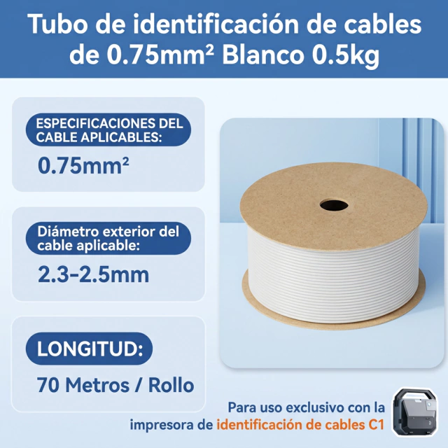 NIIMBOT Tubo Rótulo para Cables 1,5mm2 200m Autoadhesivo
