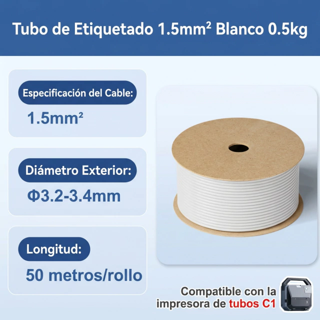 NIIMBOT Tubo Rótulo para Cables 1,5mm2 200m Autoadhesivo