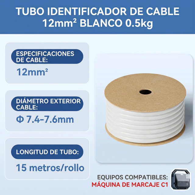 NIIMBOT Tubo Rótulo para Cables 1,5mm2 200m Autoadhesivo