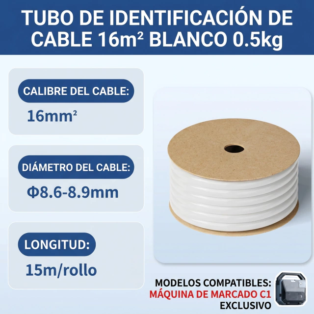NIIMBOT Tubo Rótulo para Cables 1,5mm2 200m Autoadhesivo