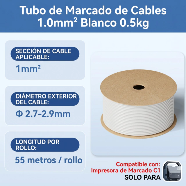 NIIMBOT Tubo Rótulo para Cables 1,5mm2 200m Autoadhesivo