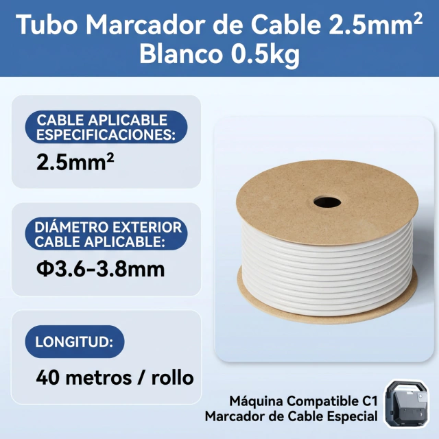NIIMBOT Tubo Rótulo para Cables 1,5mm2 200m Autoadhesivo