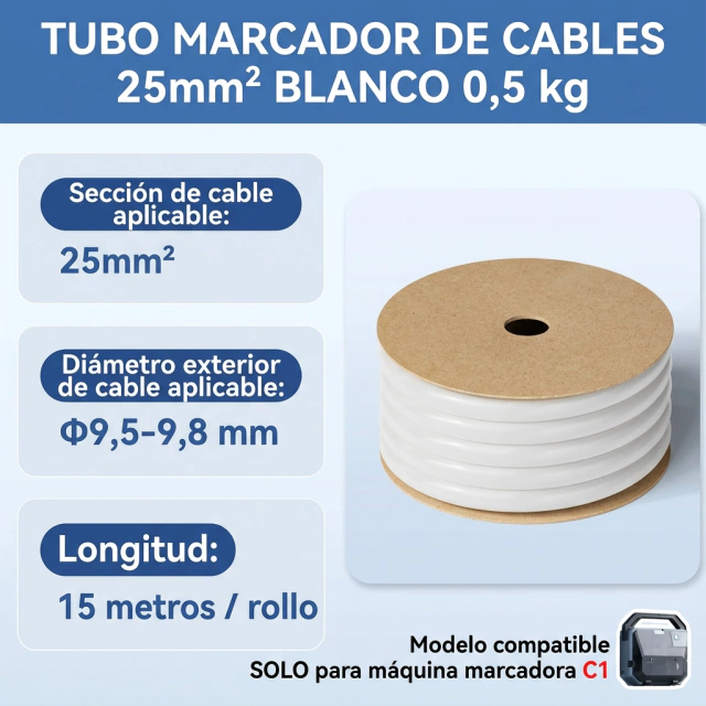 NIIMBOT Tubo Rótulo para Cables 1,5mm2 200m Autoadhesivo
