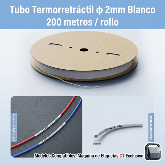 Termocontraible 4 mm Impresion 200m NIIMBOT C1 Tablero Electr
