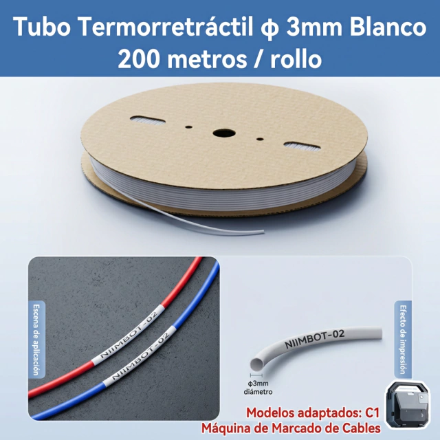 Termocontraible 4 mm Impresion 200m NIIMBOT C1 Tablero Electr